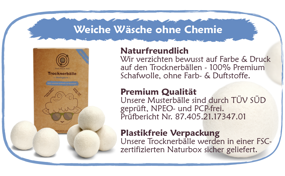 Öko Trocknerbälle 6er-Set weiß