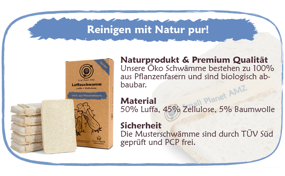 Öko 2-in-1 Luffa Schwamm 6er-Set beige