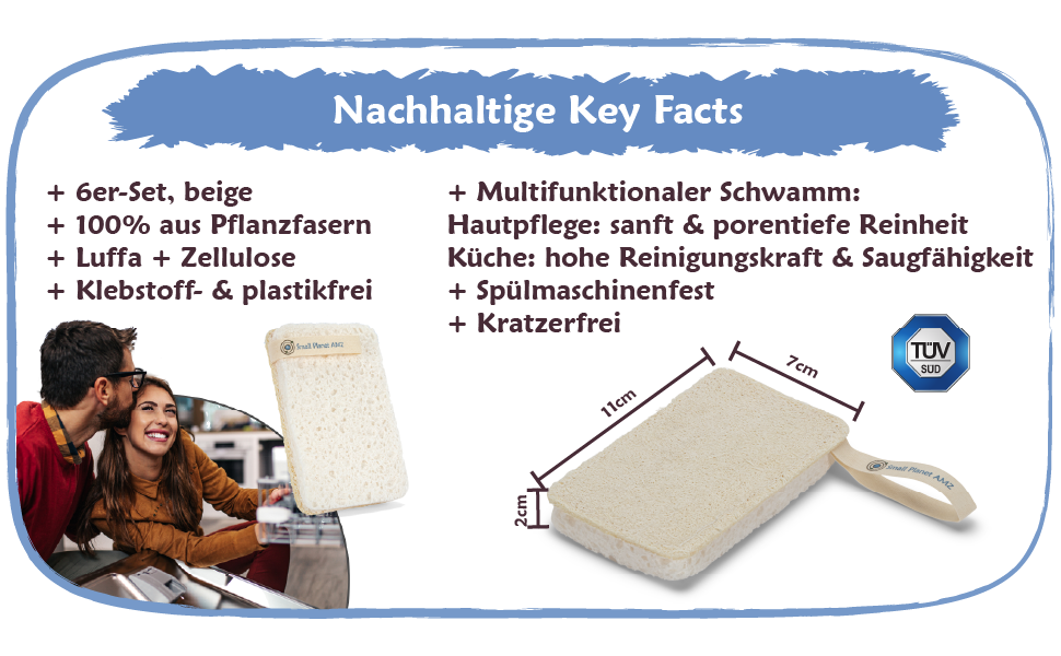 Öko 2-in-1 Luffa Schwamm 6er-Set beige
